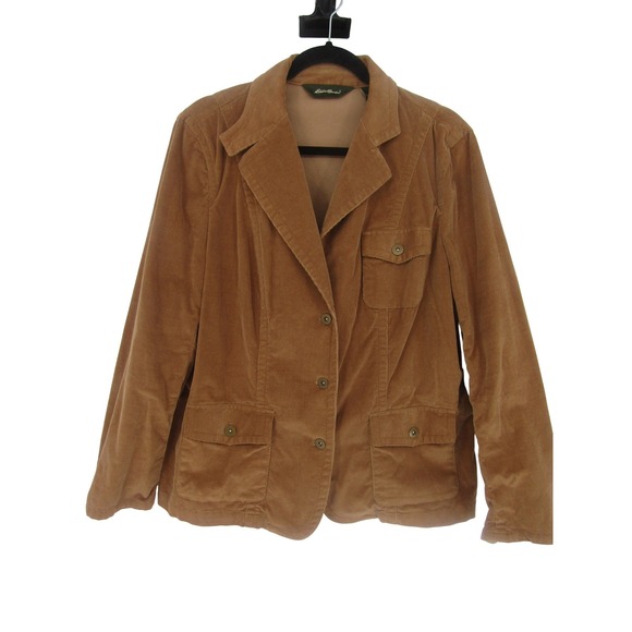 Eddie Bauer Jackets & Blazers - Eddie Bauer Corduroy Blazer Jacket Womens 16W Brown‎ Stretch Cotton 3-Pocket